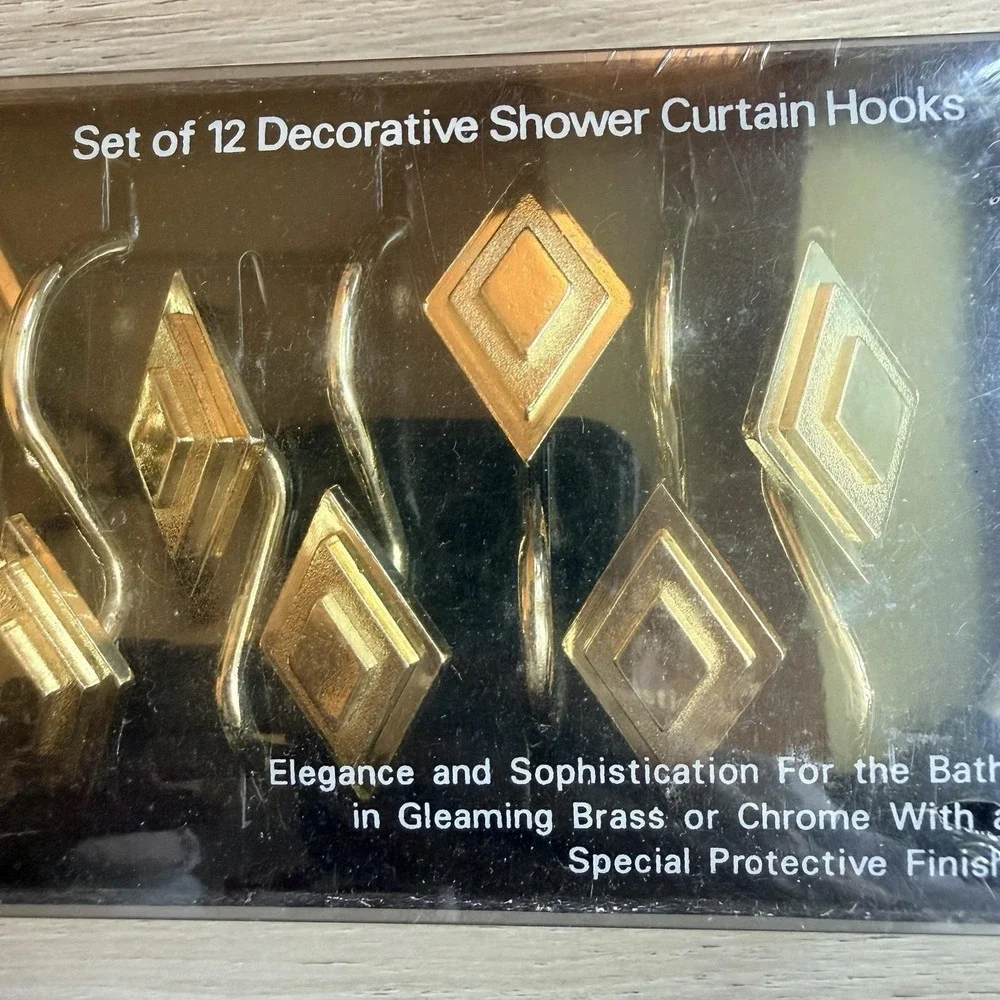 Gold Decorative Shower Curtain Hooks Set Of 12 Diamond Shape